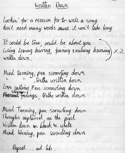 Typical Song of Mine, Written Down!